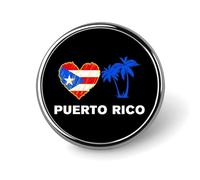 Amo Porto Rico Bandiera Ricana Cuore Rotondo Distintivo Uomo Donna Spilla con Lunetta Bottone Spilla Spilla da Risvolto Cravatta per Abiti Camicia Giacca Cappello Costume Decorativo