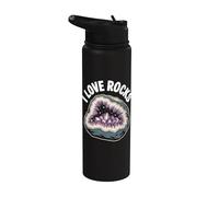 Amo Rocks Geode Gemstone Crystal Lover Stainless Steel Insulated Water Bottle