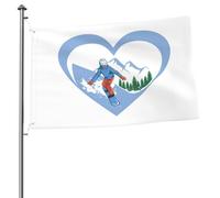 Amo Sciare Resistente Alle Intemperie Bandiere Da Giardino Con 2 Occhielli Bandiere Di Benvenuto Decorazione Per Fattoria Patio Esterni 90X150Cm