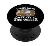 Amo solo i miei gatti e le missioni secondarie - Grafica divertente per i giocatori PopSockets PopGrip Adesivo