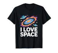 Amo Space Cosmic Galaxy Adventure Maglietta con Stampa Grafica Economica, Uomo, Nero, M
