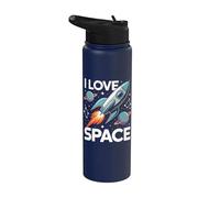 Amo Space Rocket Planets Stars Stainless Steel Insulated Water Bottle