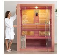 amocane Cedar - Sauna a vapore per 1-2 persone, in legno, per interni, con riscaldamento Harvia a bassa emissione elettromagnetica da 4,5 kW, kit di accessori per sauna con schienale, secchio, rocce