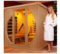 amocane Sauna a infrarossi con reclinabile, 2 persone cicuta in legno secco saune con 220 V/3400 W, sauna interna per la casa, spa con 9 pannelli di riscaldamento, altoparlante Bluetooth, 7 luci