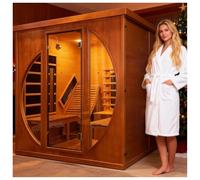 amocane - Sauna a infrarossi in cedro con reclinabile, 2 persone in legno per la casa, spa, saune a caldo secco per interni con 9 riscaldatori, altoparlante Bluetooth, 7 luci colorate, barra di