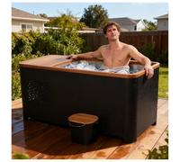 Amocane Vasca a immersione fredda con refrigeratore da 1,5 HP, sistema di ghiaccio e caldo da 500 litri per atleti, base in acciaio inossidabile, copertura per Wi-Fi/ozono UV/secchio, recupero