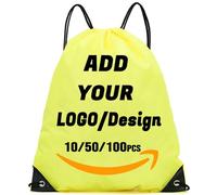AMOFACIO Zaino personalizzato con coulisse 10/50/100/200 pezzi personalizzati borse a corda per sport all'ingrosso articoli promozionali personalizzati, Giallo, 17” X 13.5'', Zaini da viaggio