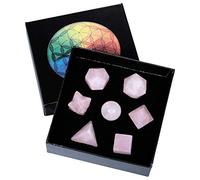 Amogeeli Crystal Platonic Solids Sacred Geometry Set, kit regalo con pietra curativa con stella Merbaka, quarzo rosa
