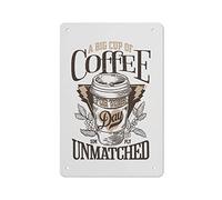 AMOGHASIDDHI Poster vintage in alluminio con scritta "A Big Cup Of Coffee", 20,3 x 30,5 cm, decorazione artistica da parete per casa, bar, pub, club, caffetteria