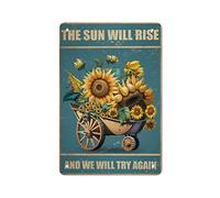 AMOGHASIDDHI Poster vintage in alluminio con scritta "The Sun Will Rise And We Will Try Again", 20,3 x 30,5 cm, decorazione artistica da parete, decorazione retrò per casa, bar, pub, club, caffetteria