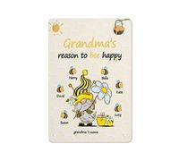 AMOGHASIDDHI Targa in metallo con ape, in alluminio, con scritta in lingua inglese "Grandma's Reasons To Bee Happy", poster vintage in metallo, 20,3 x 30,5 cm, decorazione artistica da parete per casa