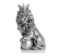 AMOIENSIS Statua di leone Feng Shui, decorazione per la casa, pezzo di dichiarazione regale, regalo per uomini, padre, leone leone, ufficio, scrivania, tavolo, mensola, decorazione argento antico