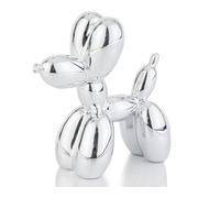 AMOIENSIS - Statuetta a forma di cane palloncino, finitura lucida, galvanizzato, 10,2 cm, piccolo soprammobile per la decorazione di scaffali e scrivanie, piccola decorazione versatile, argento