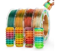 AMOLEN Pacchetto flessibile del filamento della stampante 3D TPU,Filamento multicolore trasparente arcobaleno TPU 1,75 mm,Pacchetto di filamento di stampa 3D, 200gX 4 bobine, 3DTPUSET