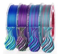AMOLEN Set di 4 bobine di filamento PLA per stampante 3D, in PLA lucido a doppio colore, confezione da 1,75 mm, colore cangiante, per la maggior parte delle stampanti 3D FDM, serie verde, 200 g