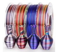 AMOLEN Silk PLA - Filamento per stampante 3D, multicolore lucido, 1,75 mm, confezione da 200 g x 4 bobine
