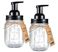 Amolliar, Dispenser di sapone schiumogeno in vetro, con erogatore in plastica e coperchio in acciaio inossidabile, etichetta impermeabile, dispenser di sapone per le mani, decorazione rustica, sapone