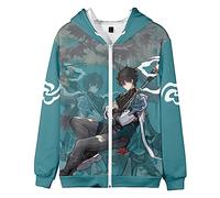 AMOMA Unisex Cosplay Gioco Honkai Star Rail Felpa con Cappuccio con Zip Casual Cappotto con Tasche(XL,DanHengGreen)
