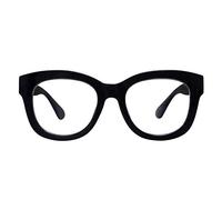 AMOMOMA AM6003 Occhiali da lettura retrò oversize da donna con blocco luce blu cerniere a molla, D1 nero lucido, 2.00 US