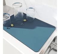 AMOMYDOG Tappetino Scolapiatti, Super Assorbente Tappetini Lavello Cucina, Scolapiatti da Lavello Asciugatura Rapida, Sgocciolatoio per Lavello Antiscivolo per Bancone Cucina 30 x 40cm (Blu)