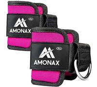 Amonax Cinghie per Caviglia Palestra (1 Pezzo), Palestra Cavigliera Regolabile, Ankle Strap - Donna & Uomo - Cinghie per Caviglia, Compatibile con Bande di Resistenza (Nero) (2 Pezzo - Rosa)