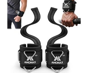 Amonax Cinghie per sollevamento pesi 3 in 1, cinghie per caviglie, braccialetti da palestra imbottiti per macchina cavi, cinghie fitness con anello triangolare a D e custodia integrata per la cinghia