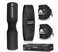 Amonax Cuscino Bilanciere, Cuscinetto Hip Thrust Squat Pad Con Glute Band Fascia Elastica in Tessuto, Cavigliere Cavi Palestra per Macchine via Cavo, Allenamento Fitness Attrezzi Casa per Donne Uomini