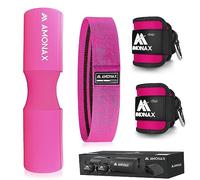 Amonax Cuscino Bilanciere, Cuscinetto Hip Thrust Squat Pad Con Glute Band Fascia Elastica in Tessuto, Cavigliere Cavi Palestra per Macchine via Cavo, Allenamento Fitness Attrezzi Casa per Donne Uomini