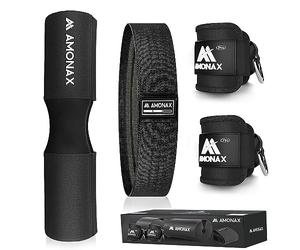Amonax Cuscino Bilanciere, Cuscinetto Hip Thrust Squat Pad Con Glute Band Fascia Elastica in Tessuto, Cavigliere Cavi Palestra per Macchine via Cavo, Allenamento Fitness Casa per Donne Uomini