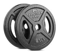 Amonax Set di dischi pesi, dischi palestra da 2,5kg, 5kg, 10kg per barre da 25 mm, pesi per bilanciere per sollevamento e hip thrust, pesi ghisa per la tua palestra domestica