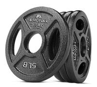 Amonax Set di dischi pesi, dischi palestra da 2,5kg, 5kg, 10kg per barre olimpiche da 50mm, pesi per bilanciere per sollevamento e hip thrust, pesi ghisa per la tua palestra domestica