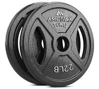 Amonax Set di dischi pesi, dischi palestra da 2,5kg, 5kg, 10kg per barre olimpiche da 50mm, pesi per bilanciere per sollevamento e hip thrust, pesi ghisa per la tua palestra domestica