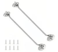AMONENZ 2 Pezzi 350mm Ganci per Cabina, Argento Acciaio Inossidabile Gancio Chiusura Porta 201, Gancio Fermaporta, Ferma Persiane con 8 Viti, per Porte, Armadi, Finestre, Recinzioni da Giardino