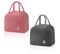 AMONENZ 2 Pezzi Borsetta Termica Piccola, Grigio e Rosa Borse Pranzo Ufficio, Riutilizzabile Borse Pranzo Ufficio Donna, Dotato di Due Maniglie, per Scuola, Casa