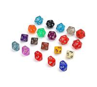 AMONENZ 20 Pezzi Dadi Poliedrici Colorati Trasparenti Monocolore per Dungeons and Dragons, Giochi da Tavolo e Educazione Matematica