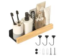 AMONENZ 30cm Mensole Cucina, Mensole Doccia Senza Foratura, con Fori di Drenaggio Trasversali Libreria Sospesa, Adatto per Studi, Bagni e Camere da Letto