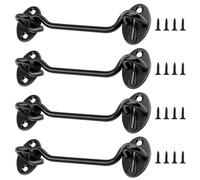 AMONENZ 4 Pezzi 100mm Gancio per Persiane, Argento Gancio Fermaporta, Acciaio Inossidabile 201 Chiavistello Porta, Ferma Persiane con 16 Viti per Porte, Finestre, Armadi, Cucce per Cani