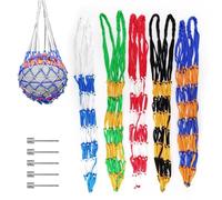 AMONENZ 5 Pezzi Sacca in Rete per Palloni, Mesh Ball Bag con Perno Gonfiabile, Borsa a Palloncino in Rete Portatile Adatta per Calcio, Basket, Pallamano, Sport Esterni