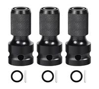 AMONENZ Adattatori da 1/2 Quadrato a 1/4 Esagonale, 3 Pezzi Portabit per Impatto, Acciaio Cromo Vanadio Portabit per Cricchetti, con Perno e Anellopelle, per Chiavi Dinamometriche, Avvitatori Impulsi