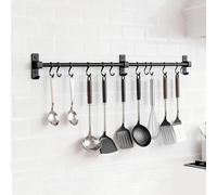 AMONENZ Appendi Mestoli da Cucina 80 cm, Barra Portautensili Cucina con 12 Ganci Rimovibili, Alluminio Barra Appendi Utensili da Cucine, Nero Ganci per Cucine, per Taglieri, Cucchiai, Forbici