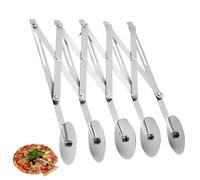 AMONENZ Tagliapasta a 5 Ruote, Regolabile Rotella Tagliapasta, Acciaio Inossidabile Affettatrice per Pizza Retrattile, Argento Taglia Pizza Professionali, per Pizza, Impasti e Pancake