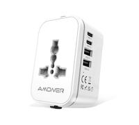 Amoner Adattatore universale da viaggio internazionale - 5 in1 Travel Adapter Internationale con 2 USB 2 USB-C e 1 AC caricatore Francia a Regno Unito Germania Giappone Srilanka Italia Europa USA