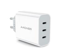 Amoner Caricabatterie rapido USB C 35W 3-Port Presa AC per iPhone 17 16 15 14 13 12 11 Pro Max SE XS XR X 8 7 6 6S Plus iPad Mini, Rapida Parete Alimentazione Adattatore