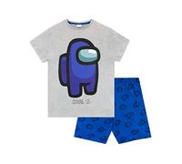Among Us Pigiama Corto Videogiochi per Ragazzi Set Pigiama per Bambini Grigio e Blu 11-12 Anni