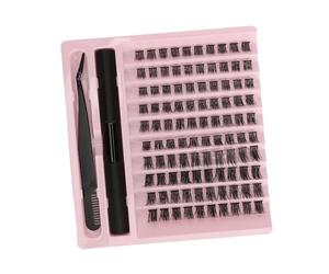 AMONIDA 100 Ciglia Finte D Curl a Grappolo con Colla 3 Ml e Pinzetta, Materiale in Fibra Chimica Morbida per Viaggi e Lavoro