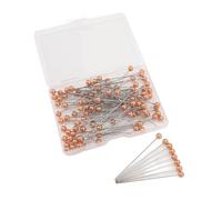 AMONIDA 100 Pezzi Spilli da Cucito con Testa Perlata Spilli Decorativi e Divertenti per Quilting Artigianato in Tessuto Creazione di Gioielli 6,5 Cm Acrilico e Acciaio Inossidabile (ORANGE)