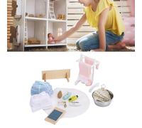 AMONIDA Accessori da Bagno in Miniatura in Scala 1:12, Set di Mini Mobili per Casa delle Bambole con Trame Realistiche e Costruzione Robusta, per Collezionisti e Hobbisti