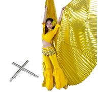 AMONIDA Accessorio per Danza del Ventre con Ali Dorate, Abbagliante Danza di Apertura a 270 Gradi per Artisti, Fibra di Poliestere da 145 Cm, Accattivante Bianco Argenteo Dorato (1)