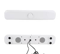 AMONIDA Altoparlante a Striscia da Tavolo con Doppio Altoparlante con Design Aggiornato della Vernice per Pianoforte per Uso Domestico e in Ufficio 420x70x50 Mm (WHITE)