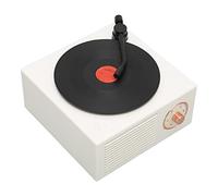 AMONIDA Altoparlante Bluetooth Stile Giradischi in Vinile Design Classico retrò Multifunzione per Suono Naturale a Casa e in Viaggio (WHITE)